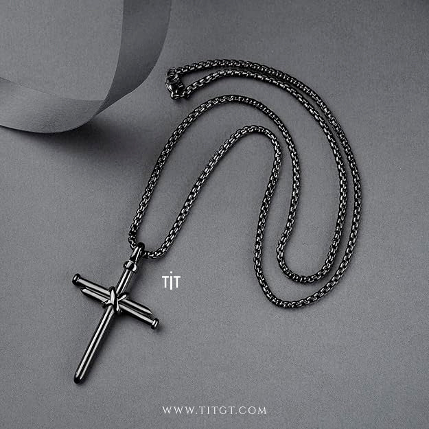 Collar Cruz de Clavos Negro