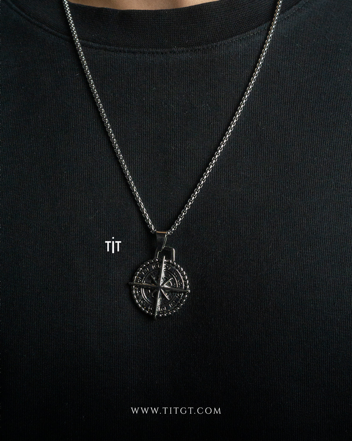 Collar Brújula Retro Silver