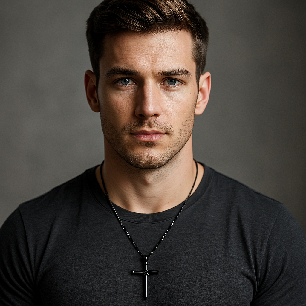 Collar Cruz de Clavos Negro