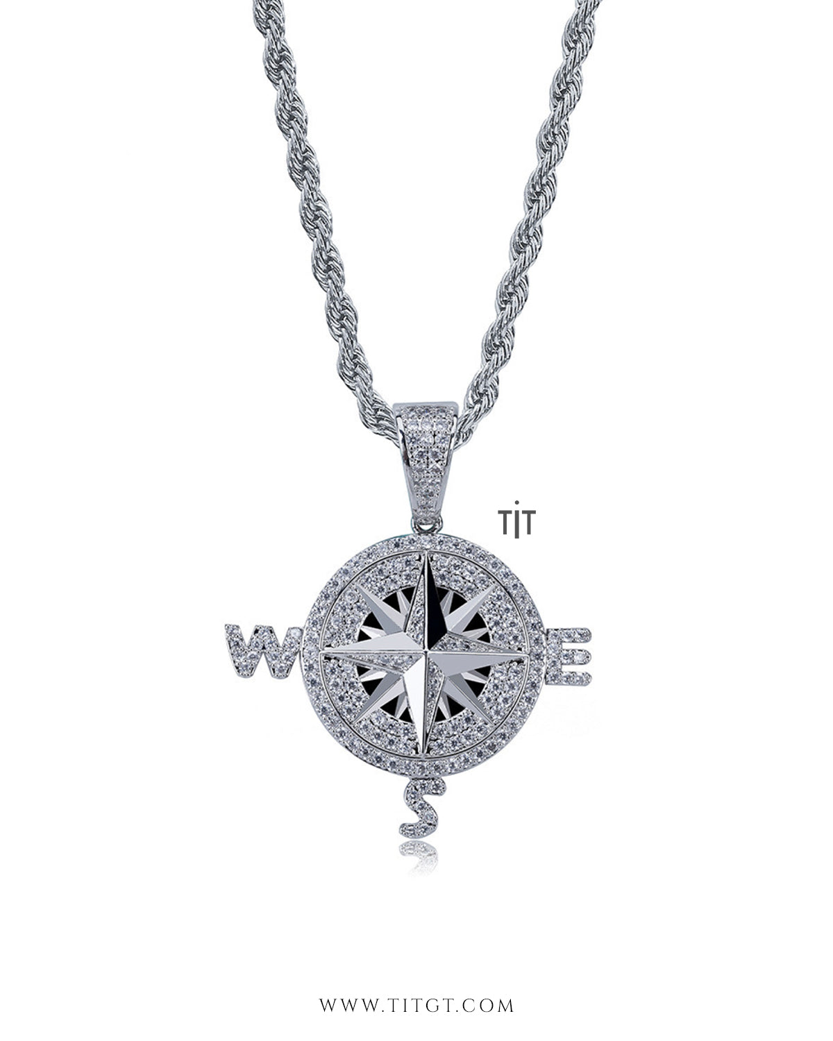 🎁 Collar Brújula con Diamantes Silver (100% off)