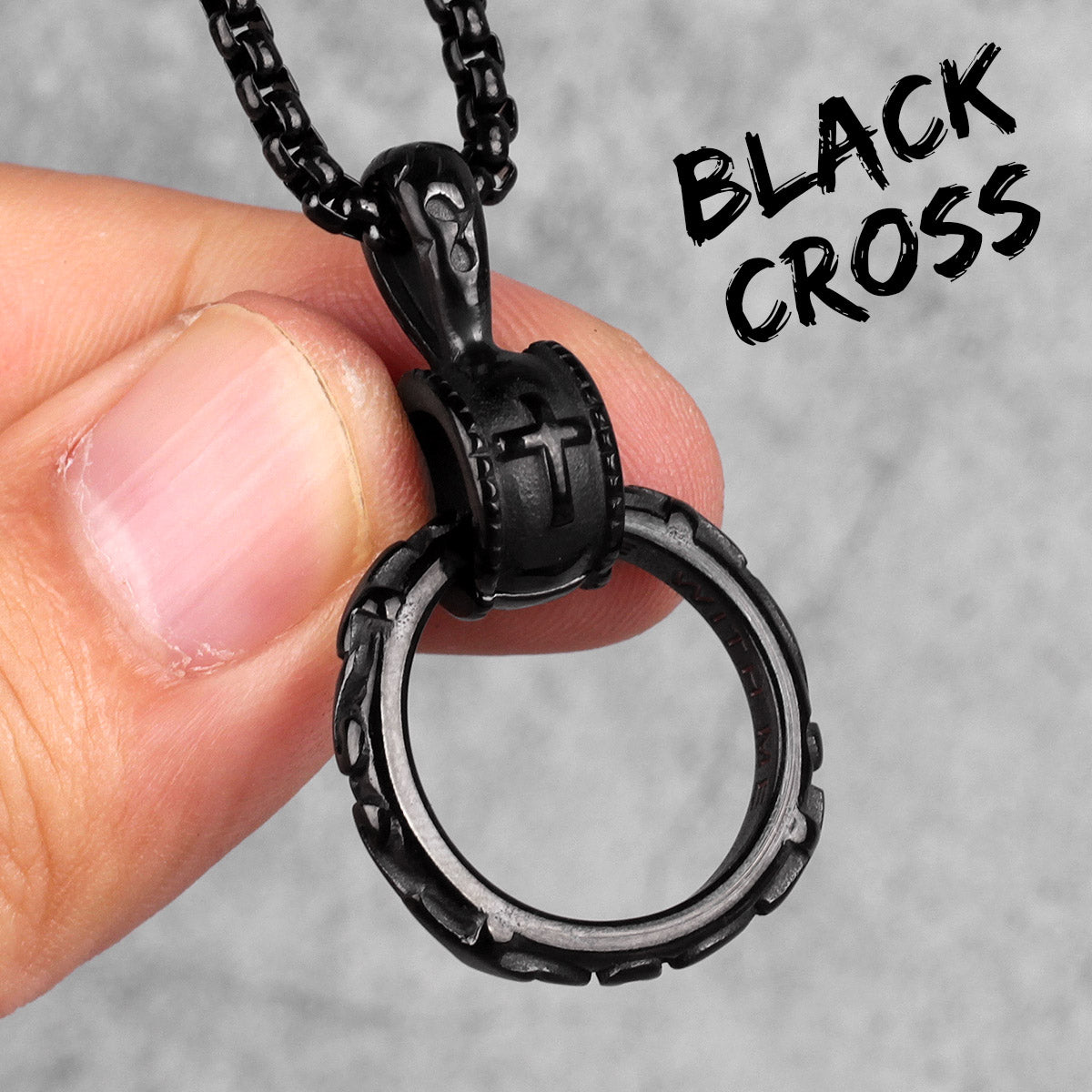 Collar Anillo de Cruz Black